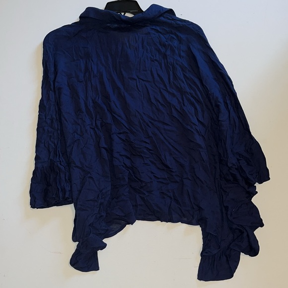 M altar'd state cape blouse womens shirt navy blue button up rayon collar $59 - Picture 4 of 9